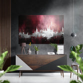 City Silhouette Brushed Aluminum Dibond Wall Art.